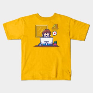 Man Working On Computer Kids T-Shirt